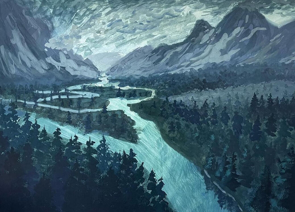 Gouache on paper, 12"x16", 2023